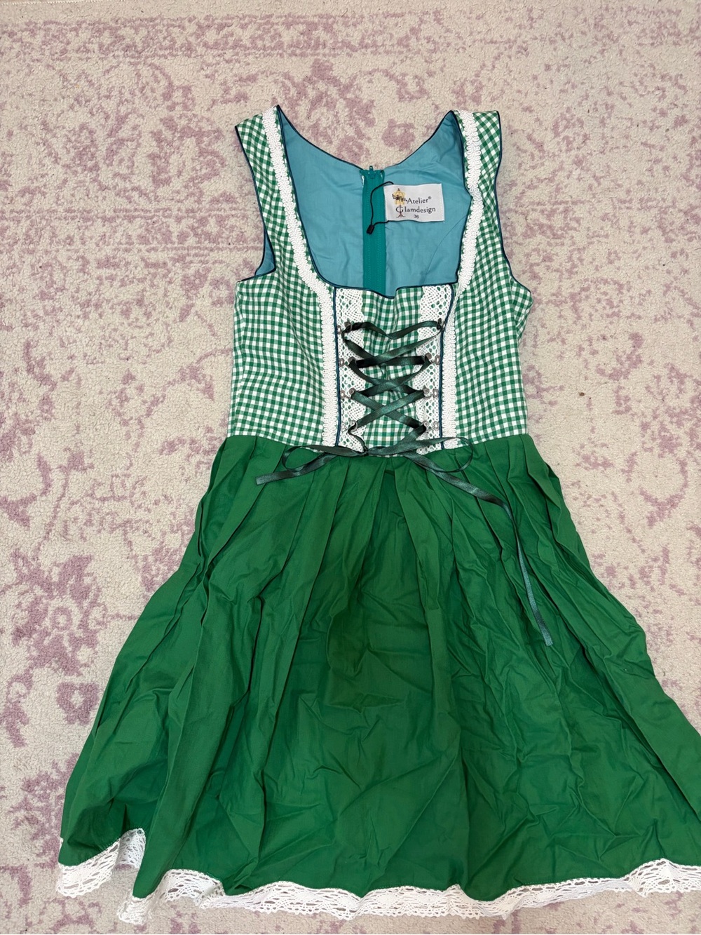 Green Gingham Dirndl - Picture 2 of 3
